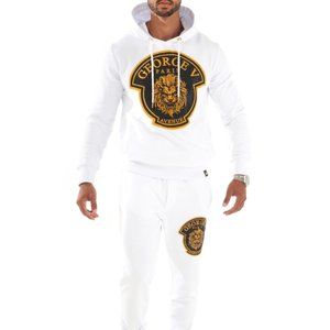 Avenue George V Paris jogging suit Tracksuit Men's White Sweatsuit Hoodie NET L